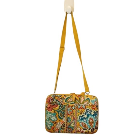 Vera Bradley Yellow Paisley Floral Hard Shell Technology Case Bag - Picture 1 of 13